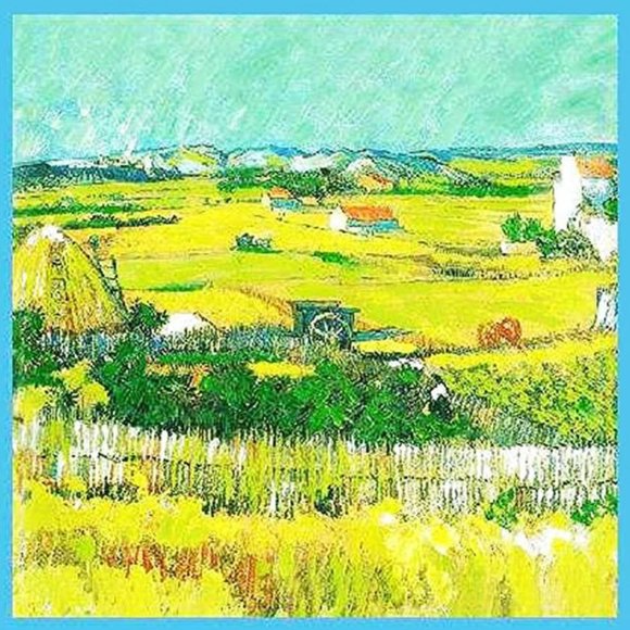 Harvest Landscape With Blue Cart scarf - Picture 5 of 5